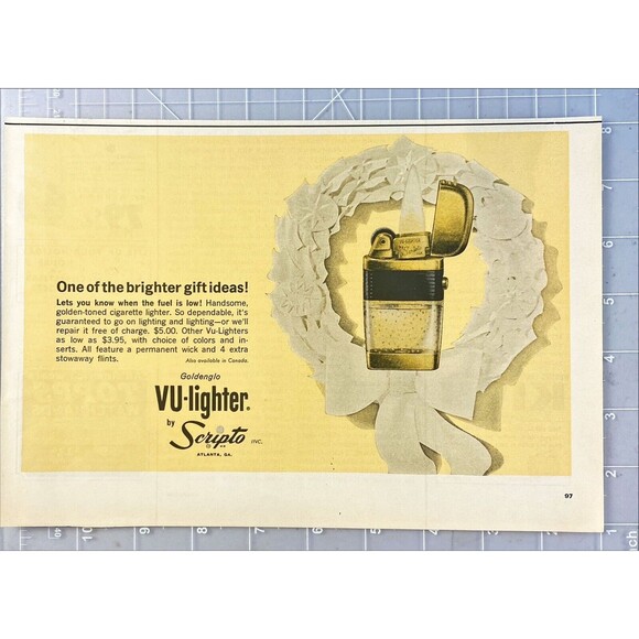 Scripto VU-Lighter "One of the brighter gift ideas!" Vintage Print Ad 1963 - Picture 2 of 3